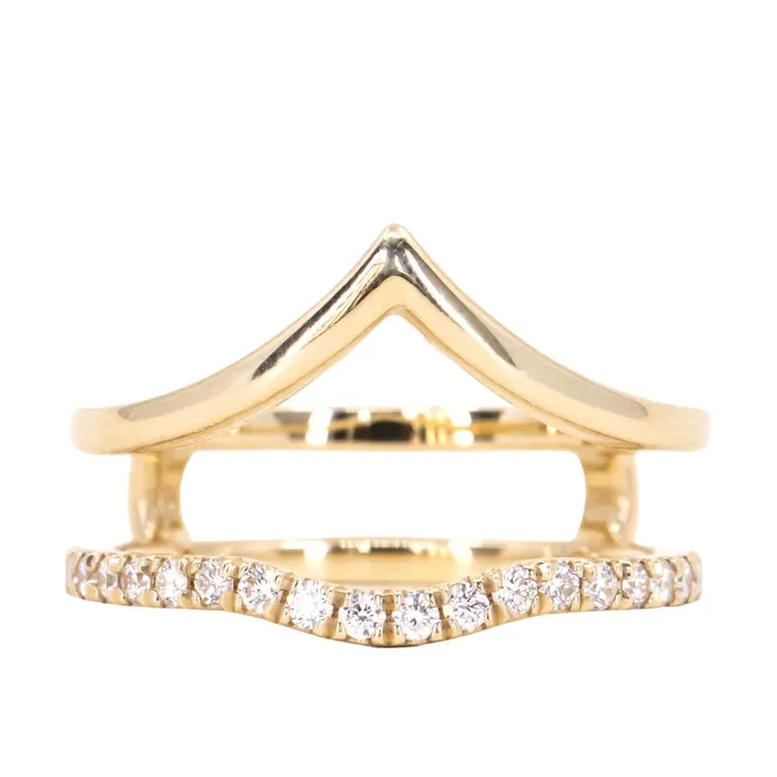 Rings Anueva Jewelry Glacial Flow Gold and French Set Diamond Ring Jacket in Solid Recycled 14k Gold Rings Anueva Jewelry Glacial Flow Gold and French Set Diamond Ring Jacket in Solid Recycled 14k Gold