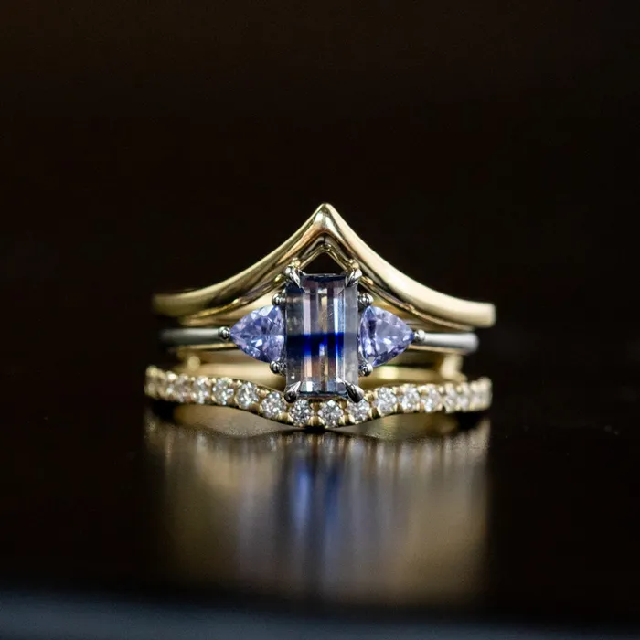 Rings Anueva Jewelry Glacial Flow Gold and French Set Diamond Ring Jacket in Solid Recycled 14k Gold