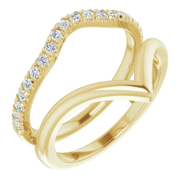 Rings Anueva Jewelry Glacial Flow Gold and French Set Diamond Ring Jacket in Solid Recycled 14k Gold