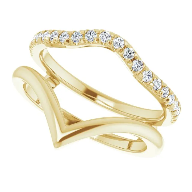 Rings Anueva Jewelry Glacial Flow Gold and French Set Diamond Ring Jacket in Solid Recycled 14k Gold