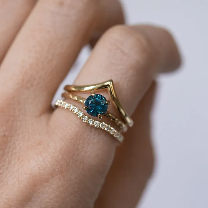 Rings Anueva Jewelry Glacial Flow Gold and French Set Diamond Ring Jacket in Solid Recycled 14k Gold