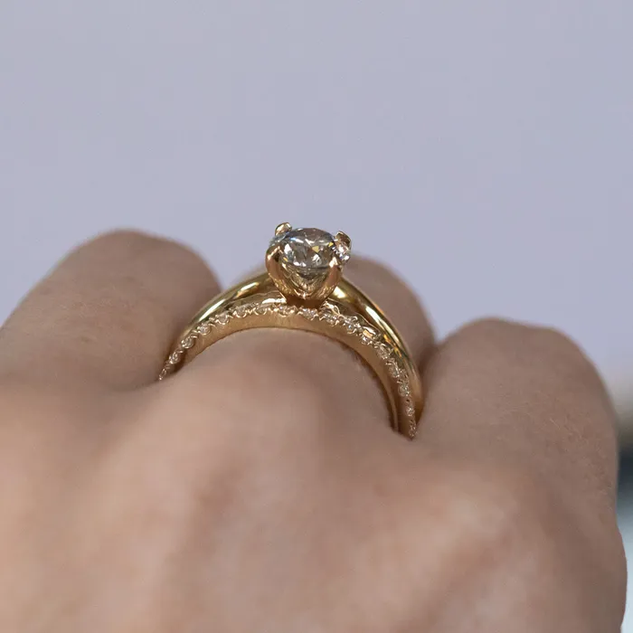 Rings Anueva Jewelry Glacial Flow Gold and French Set Diamond Ring Jacket in Solid Recycled 14k Gold