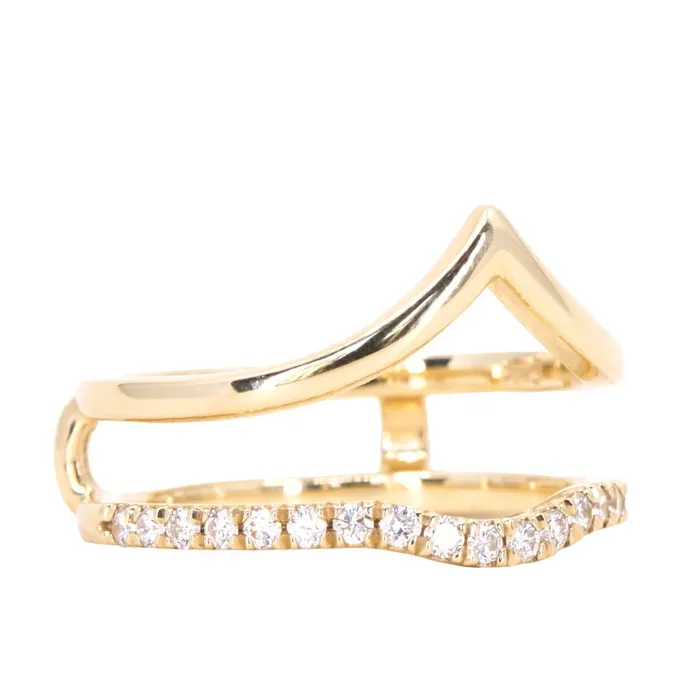 Rings Anueva Jewelry Glacial Flow Gold and French Set Diamond Ring Jacket in Solid Recycled 14k Gold