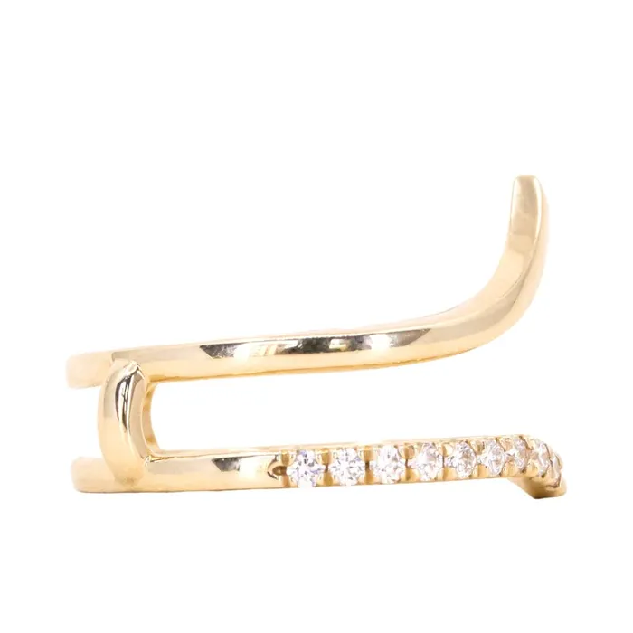 Rings Anueva Jewelry Glacial Flow Gold and French Set Diamond Ring Jacket in Solid Recycled 14k Gold