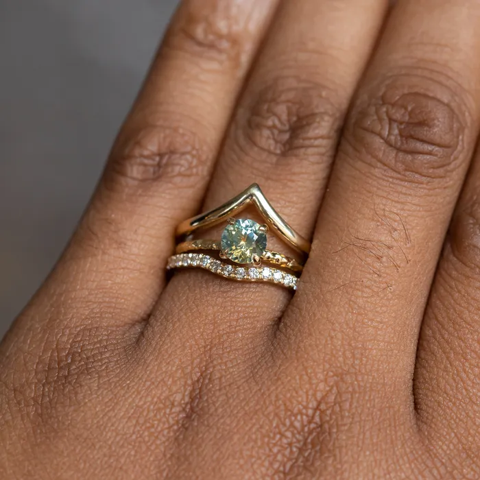 Rings Anueva Jewelry Glacial Flow Gold and French Set Diamond Ring Jacket in Solid Recycled 14k Gold