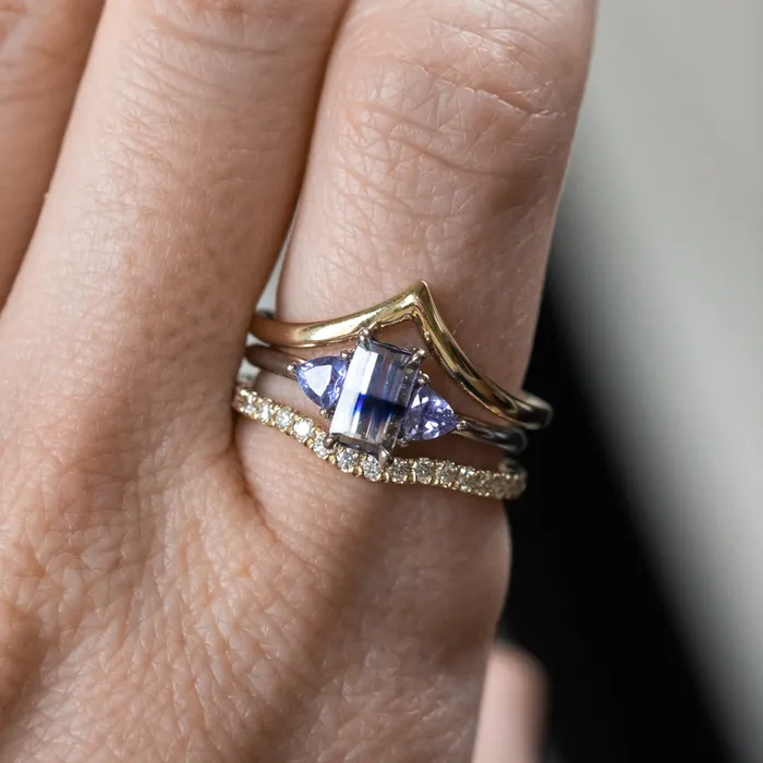 Rings Anueva Jewelry Glacial Flow Gold and French Set Diamond Ring Jacket in Solid Recycled 14k Gold