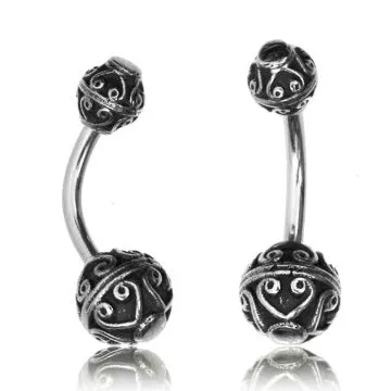 Rings Bali Heart White Brass Belly Ring Tulsa Body Jewelry