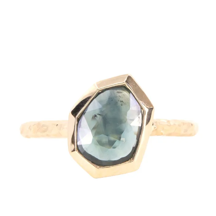 Rings Discovery Gems 154ct Geo Slice TealBlue Sapphire Evergreen Low Profile Bezel Solitaire Ring in 14k Yellow Gold Rings Discovery Gems 154ct Geo Slice TealBlue Sapphire Evergreen Low Profile Bezel Solitaire Ring in 14k Yellow Gold