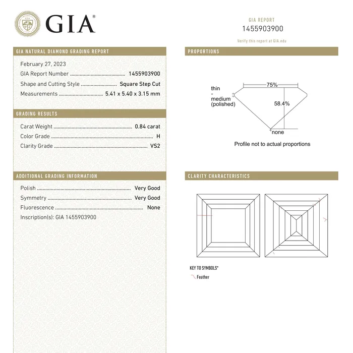 Rings Misfit Diamonds 084ct 539x539x312mm GIA H VS2 Carr Step Cut 2303401
