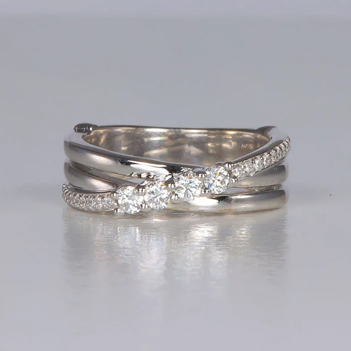 Rings Moriartys Gem Art 14K White Gold Cross Over Diamond Ring 25 Carats Rings Moriartys Gem Art 14K White Gold Cross Over Diamond Ring 25 Carats