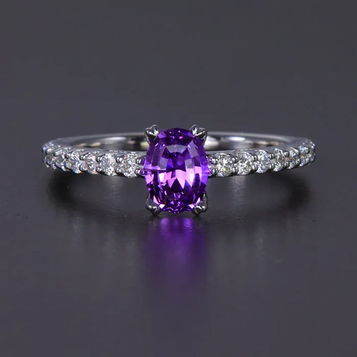 Rings Moriartys Gem Art 14K White Gold Oval Purple Sapphire and Diamond Ring 131 Carats Rings Moriartys Gem Art 14K White Gold Oval Purple Sapphire and Diamond Ring 131 Carats