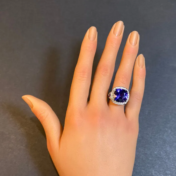 Rings Moriartys Gem Art 14K White Gold Square Cushion Tanzanite Ring 979 Carats