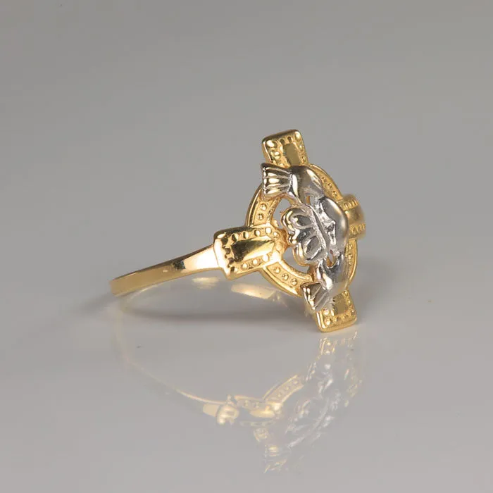 Rings Moriartys Gem Art 14K Yellow Gold Celtic Cross Claddagh Ring