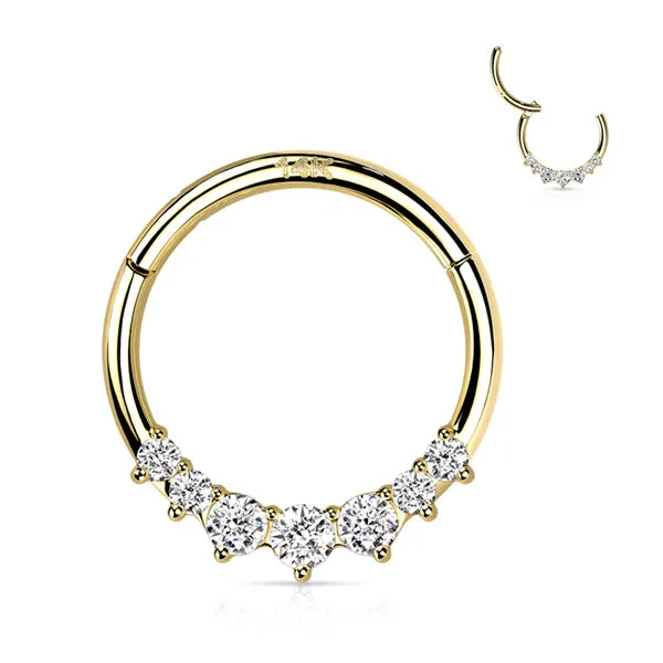 Rings Tulsa Body Jewelry 16g CZ Tiara 14k Gold Hinged Ring