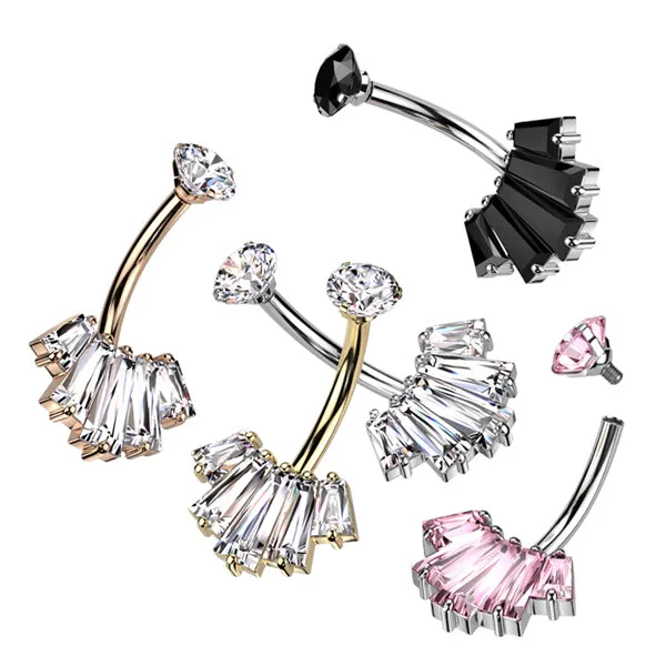 Rings Tulsa Body Jewelry Baguette CZ Fan Belly Ring
