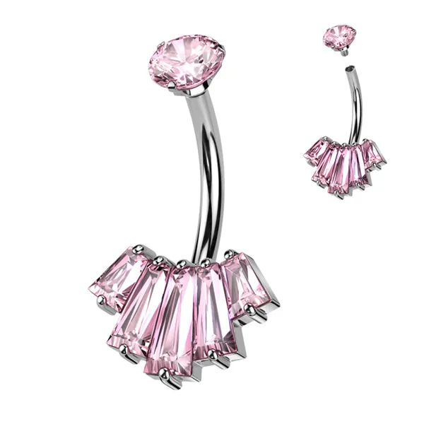 Rings Tulsa Body Jewelry Baguette CZ Fan Belly Ring Rings Tulsa Body Jewelry Baguette CZ Fan Belly Ring