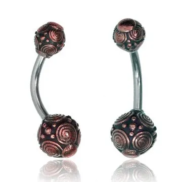 Rings Tulsa Body Jewelry Bali Swirl Rose Brass Belly Ring
