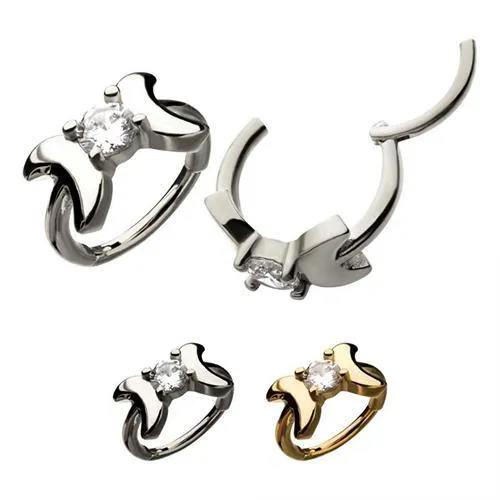 Rings Tulsa Body Jewelry CZ Moon Hinged Segment Ring