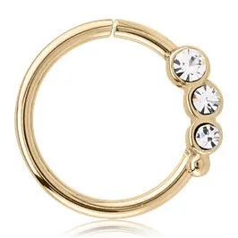 Rings Tulsa Body Jewelry Triple CZ Zircon Gold Continuous Ring