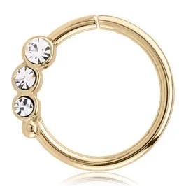 Rings Tulsa Body Jewelry Triple CZ Zircon Gold Continuous Ring Rings Tulsa Body Jewelry Triple CZ Zircon Gold Continuous Ring
