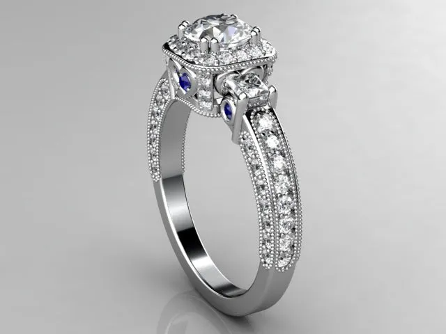 Rings vendorunknown Christopher Michael Round Brilliant Diamond Engagement Ring With Heart Accent Rings vendorunknown Christopher Michael Round Brilliant Diamond Engagement Ring With Heart Accent