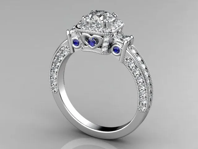 Rings vendorunknown Christopher Michael Round Brilliant Diamond Engagement Ring With Heart Accent