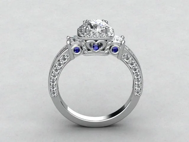 Rings vendorunknown Christopher Michael Round Brilliant Diamond Engagement Ring With Heart Accent