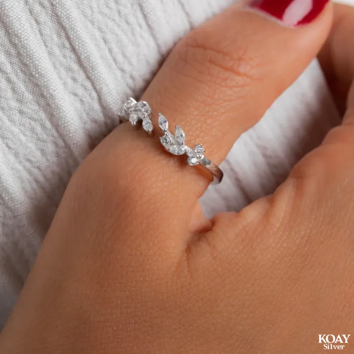 Rings Zircon Leaf 03 Ring KOAY Silver Store