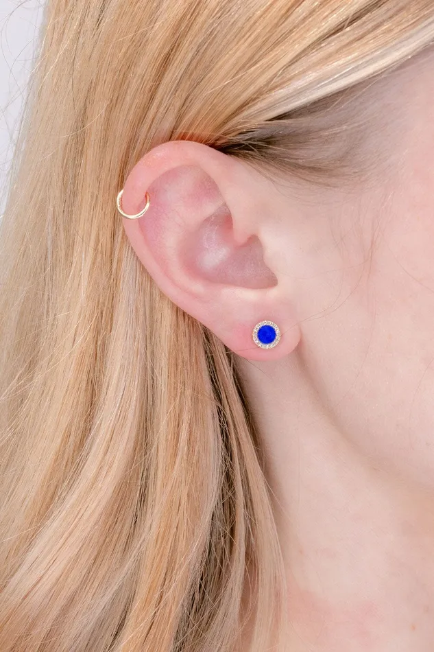Round Lapis Lazuli Pav Diamond Stud Earrings Princess Bride Diamonds Earrings Round Lapis Lazuli Pav Diamond Stud Earrings Princess Bride Diamonds Earrings