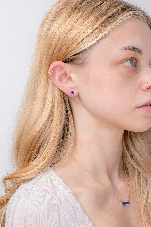 Round Lapis Lazuli Pav Diamond Stud Earrings Princess Bride Diamonds Earrings Round Lapis Lazuli Pav Diamond Stud Earrings Princess Bride Diamonds Earrings