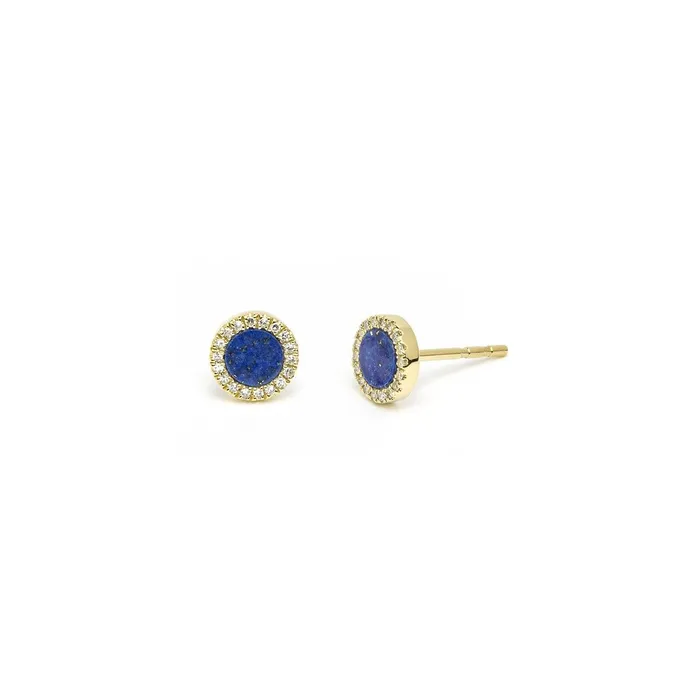 Round Lapis Lazuli Pav Diamond Stud Earrings Princess Bride Diamonds Earrings Round Lapis Lazuli Pav Diamond Stud Earrings Princess Bride Diamonds Earrings
