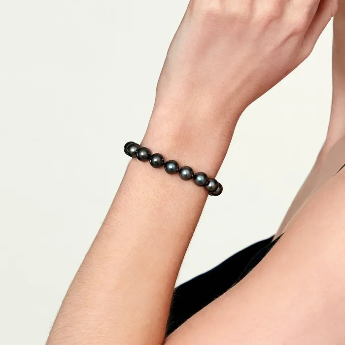 SPT Bracelets True Round Black Tahitian Pearl Bracelet 8090mm AAA Quality