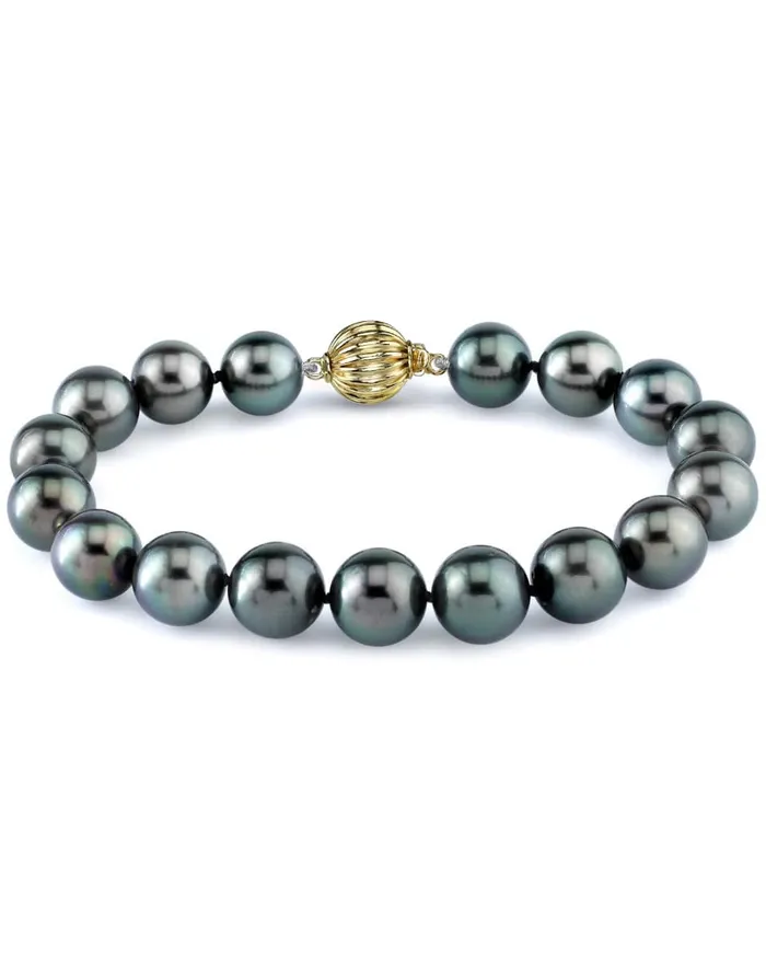 SPT Bracelets True Round Black Tahitian Pearl Bracelet 8090mm AAA Quality