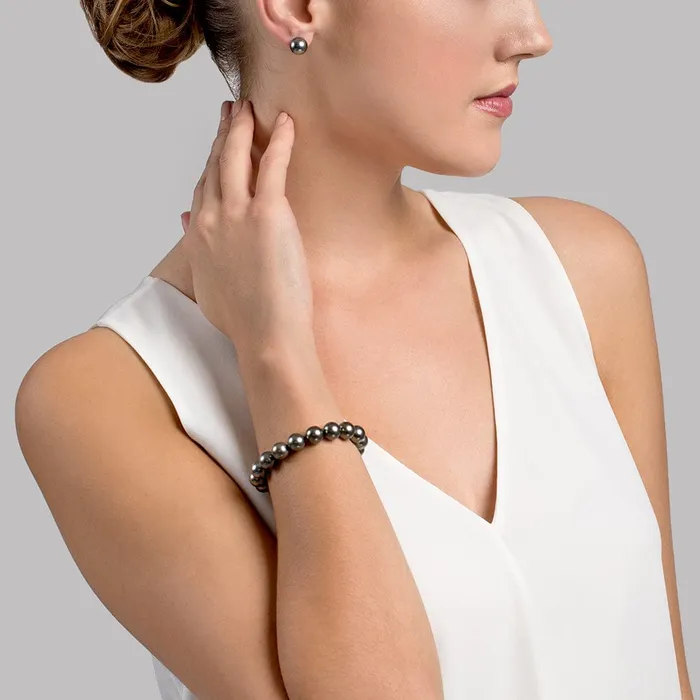 SPT Bracelets True Round Black Tahitian Pearl Bracelet 8090mm AAA Quality