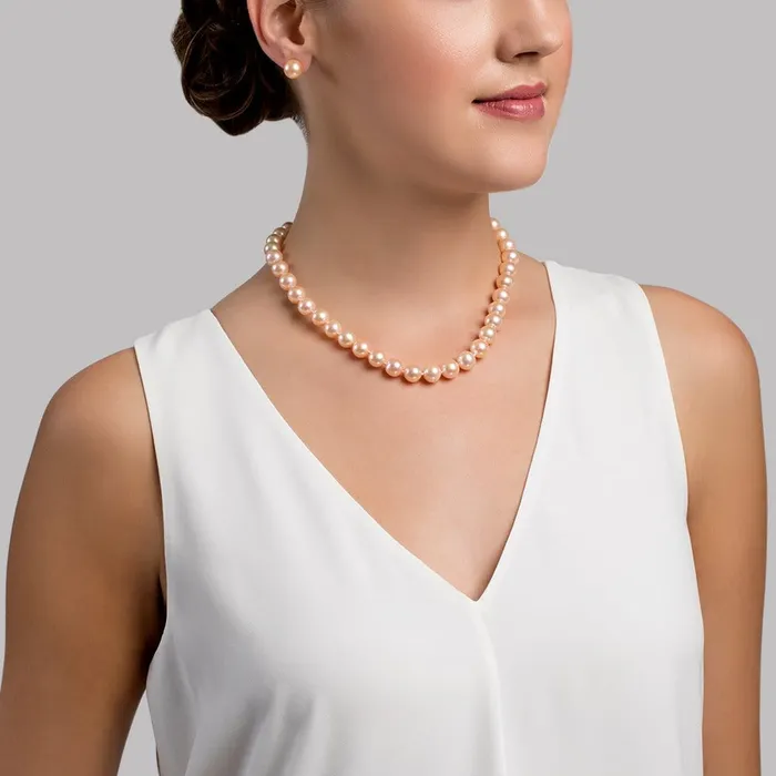 SPT Necklaces 95105mm Peach Freshwater Pearl Necklace AAAA Quality