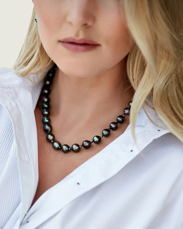 SPT Necklaces Dark Tahitian Circled Baroque Pearl Necklace 80100mm AA Quality