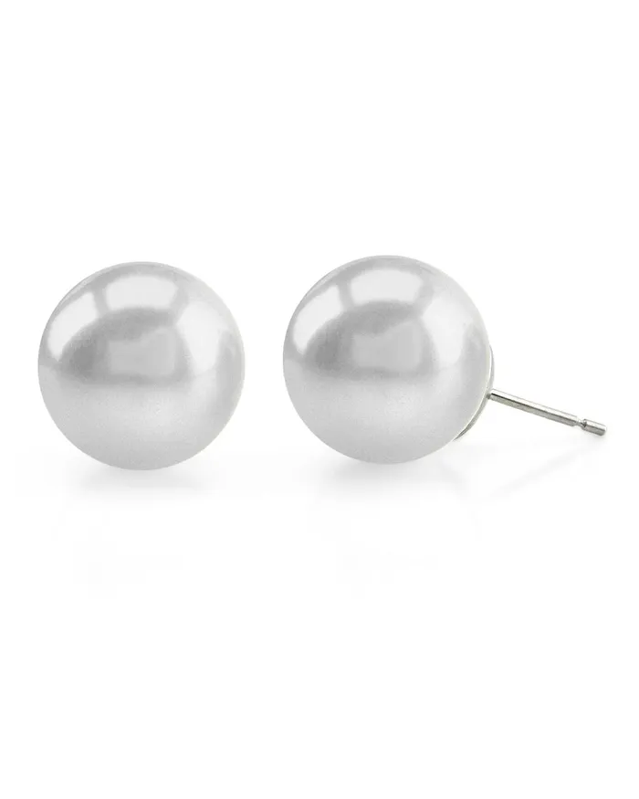 SPT White South Sea Round Pearl Stud Earrings 130140mm Earrings