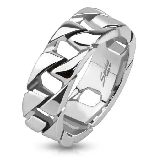 Stainless Cuban Link Chain Ring Tulsa Body Jewelry Rings