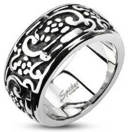 Stainless Flowers Swirls Patterned Ring Tulsa Body Jewelry Rings