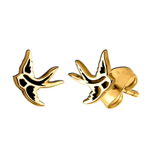 Swallow Gold Stud Earrings Tulsa Body Jewelry Earrings