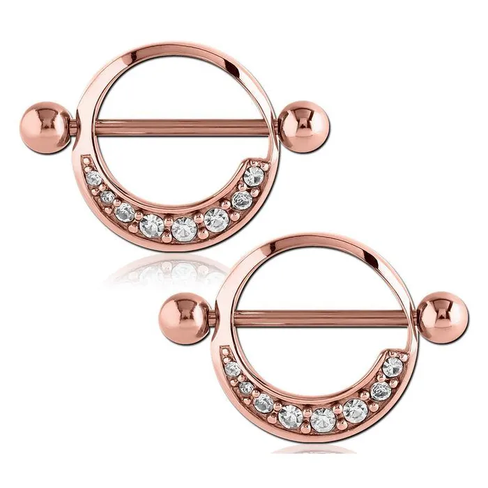 Tulsa Body Jewelry CZ Rose Gold Nipple Shields Earrings