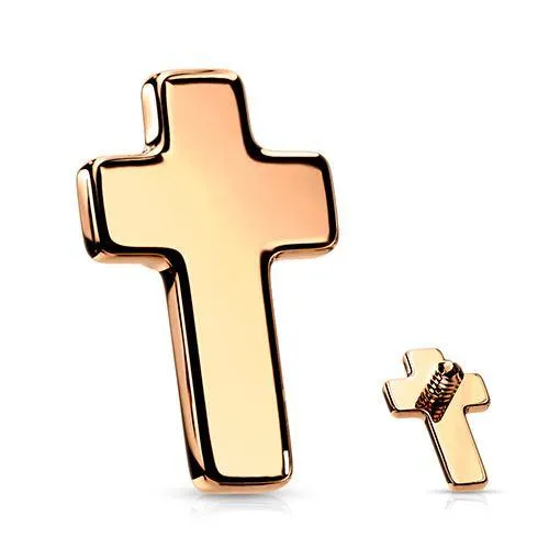 Tulsa Body Jewelry Earrings 14g Cross Rose Gold End