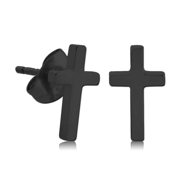 Tulsa Body Jewelry Earrings Cross Black Stud Earrings