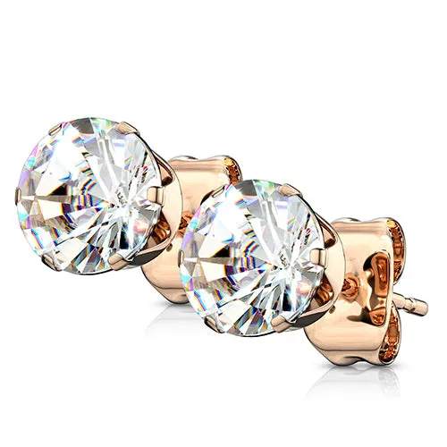 Tulsa Body Jewelry Earrings CZ Rose Gold Stud Earrings