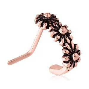 Tulsa Body Jewelry Earrings Daisy Rose Gold LBend Nose Hoop