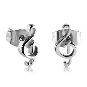 Tulsa Body Jewelry Earrings Treble Clef Stainless Stud Earrings