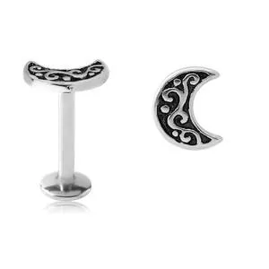 Tulsa Body Jewelry Necklaces 16g Fancy Moon Stainless Labret