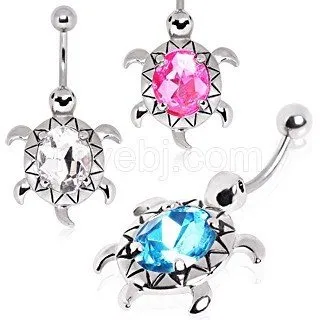 Tulsa Body Jewelry Rings CZ Turtle Belly Ring