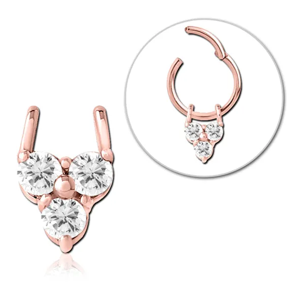 Tulsa Body Jewelry Rings Trio CZ Rose Gold Ring Charm