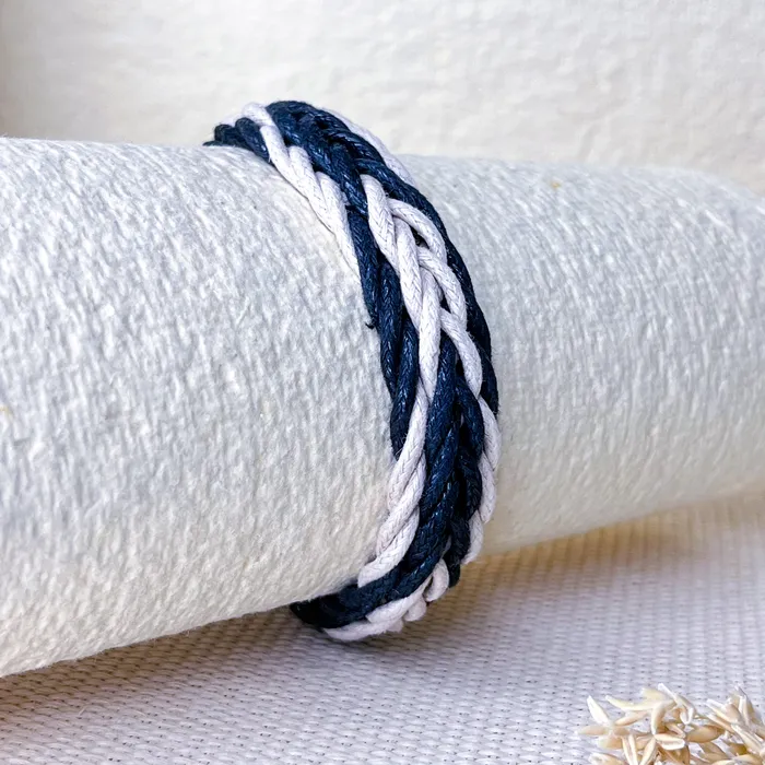 Upakarna Bracelets White Black Braided Men Bracelet